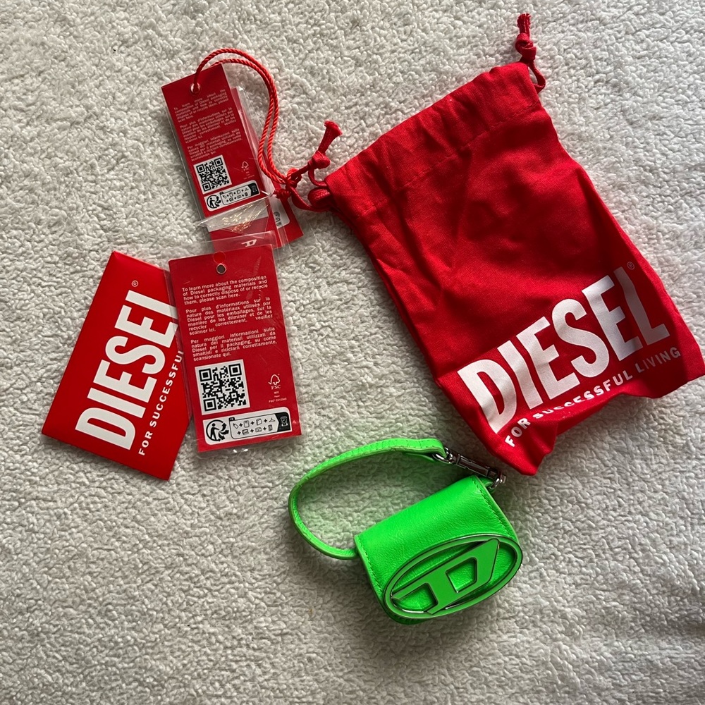 COPY - Diesel 1DR Micro leather keyring | Neon Green